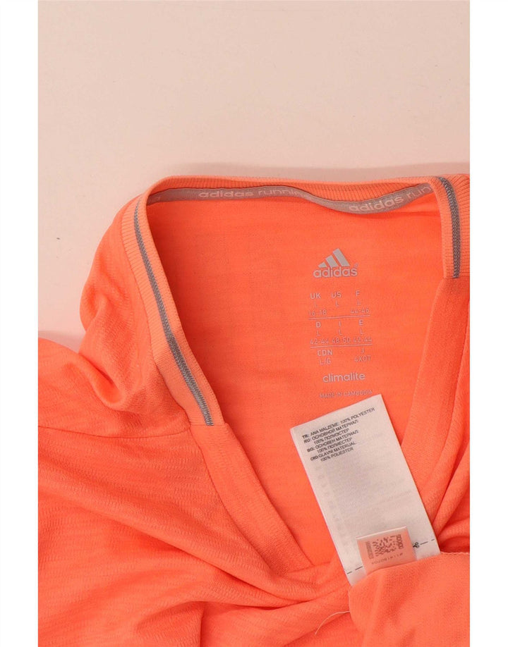 Adidas Donna Climalite Top Manica Lunga UK 16/18 Large Arancione Poliestere