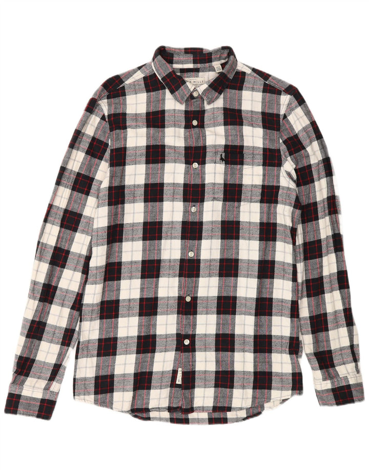 Camicia da uomo in flanella dal taglio classico Jack Wills, piccolo cotone a quadri neri