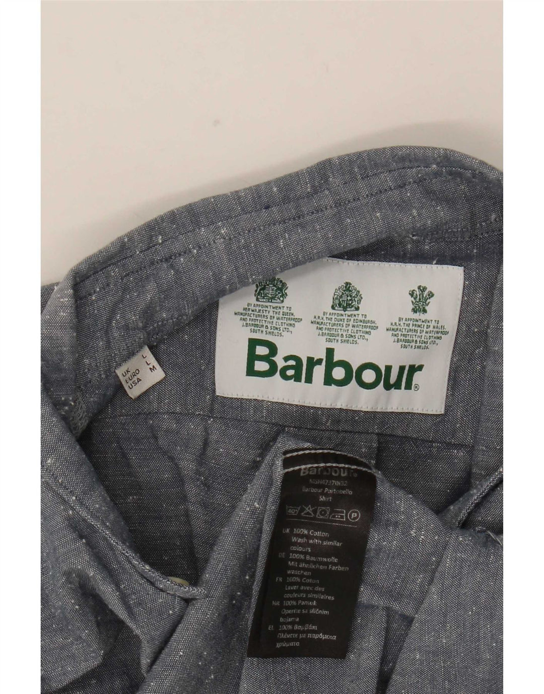 Camicia a maniche corte da uomo Barbour di grandi dimensioni in cotone chiazzato grigio