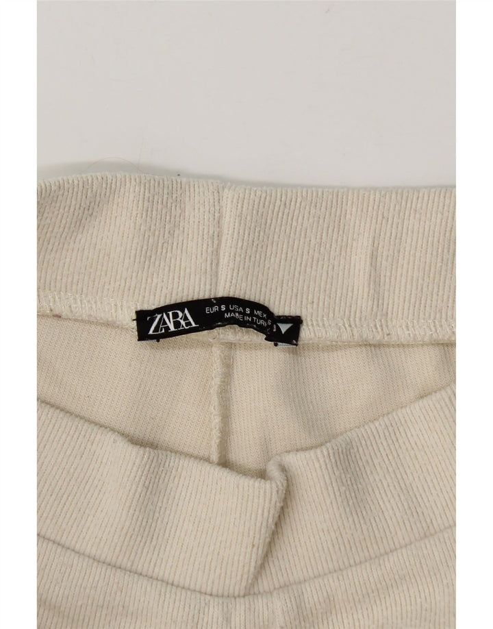 Pantaloni da tuta in maglia da donna Zara UK 10 piccoli bianco sporco