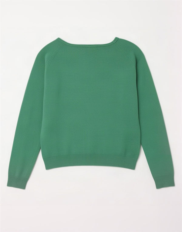 Zara Top corto da donna UK 14 Large Verde Cotone