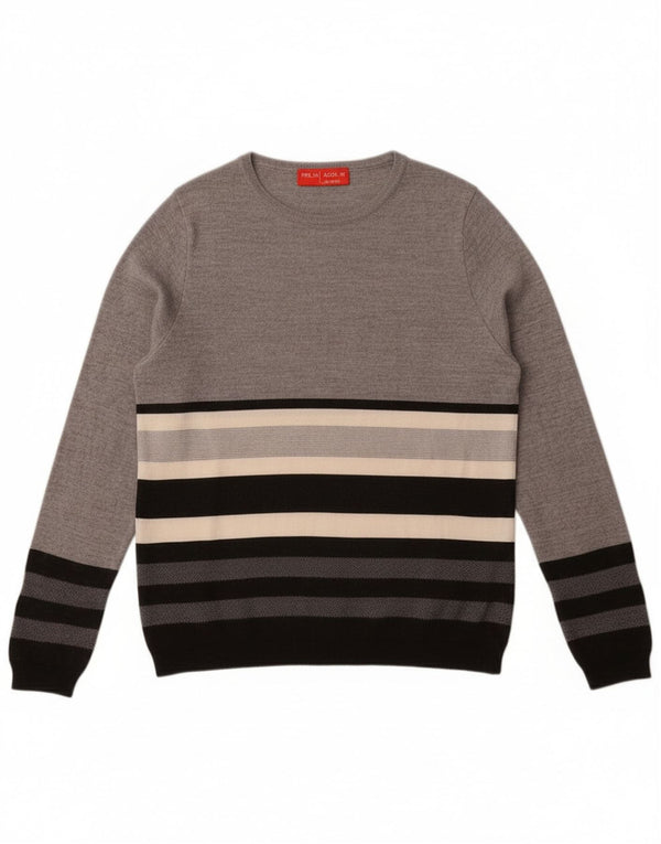 Maglione da donna con scollo a barca Perte by Krizia UK 14 Grigio medio a righe