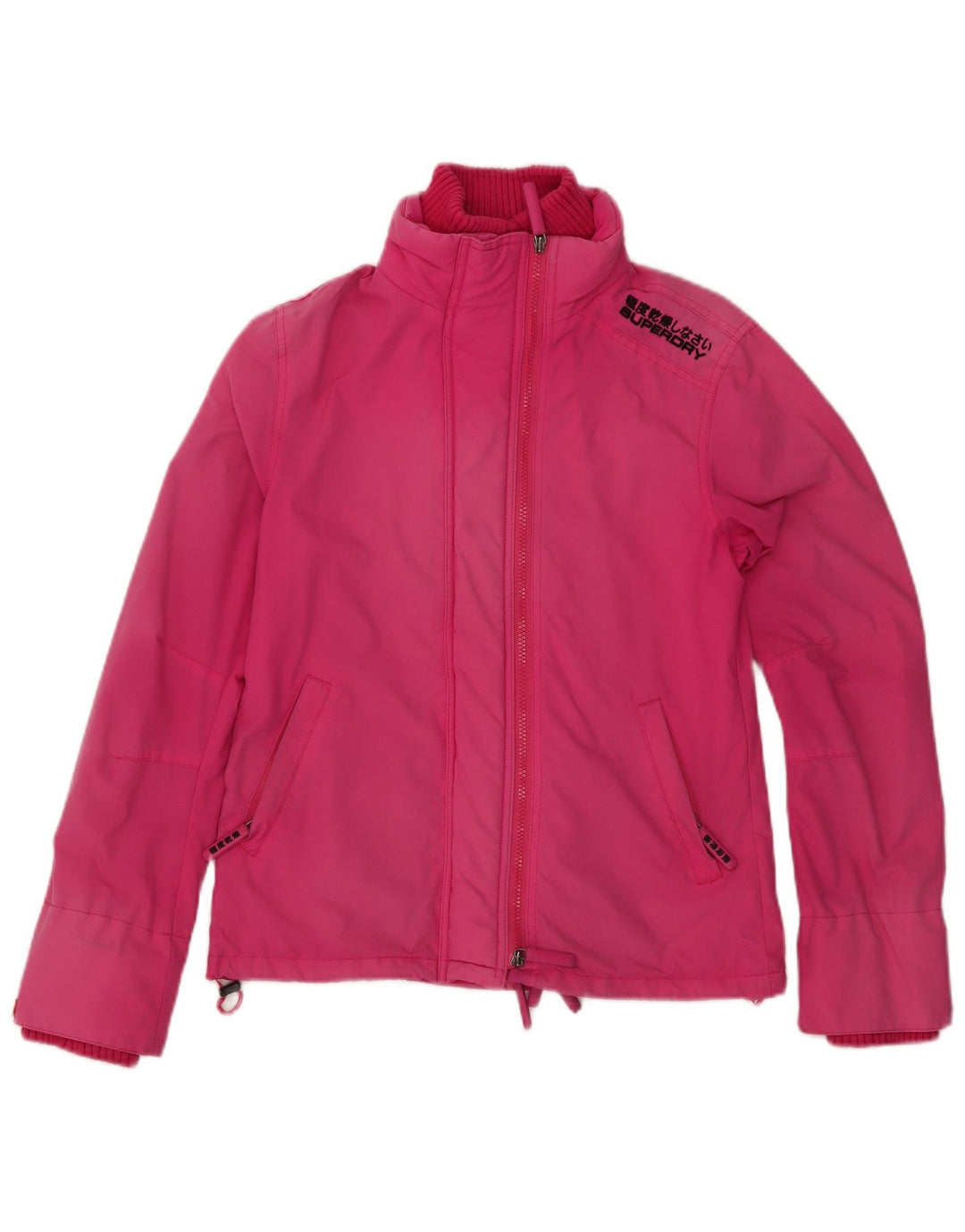 Giacca antipioggia grafica da donna Superdry UK 14 grande nylon rosa