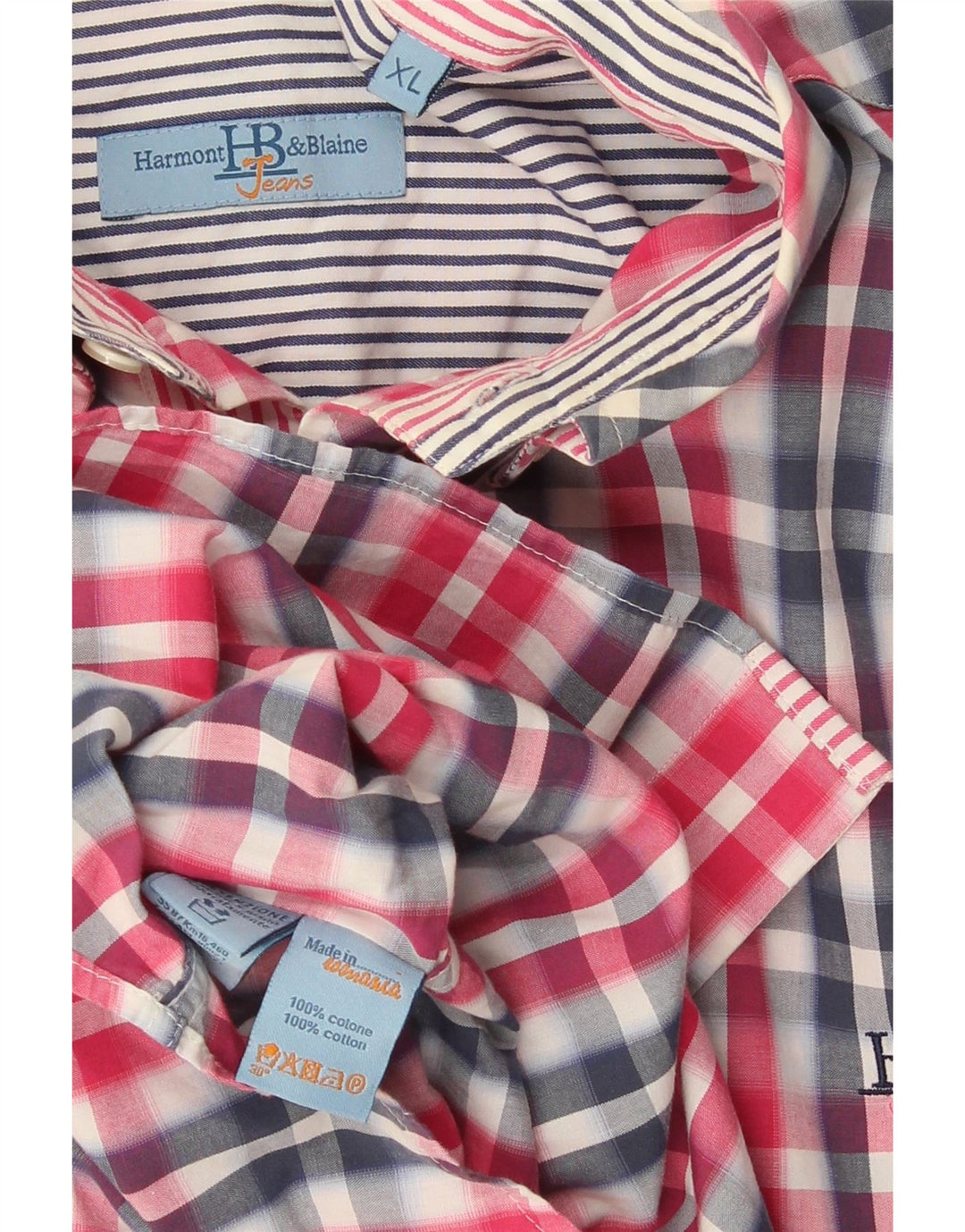 Camicia da uomo Harmont & Blaine XL in cotone a quadri rosa