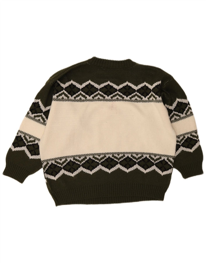 Maglione da uomo vintage con collo alto e grafica grande geometrica verde