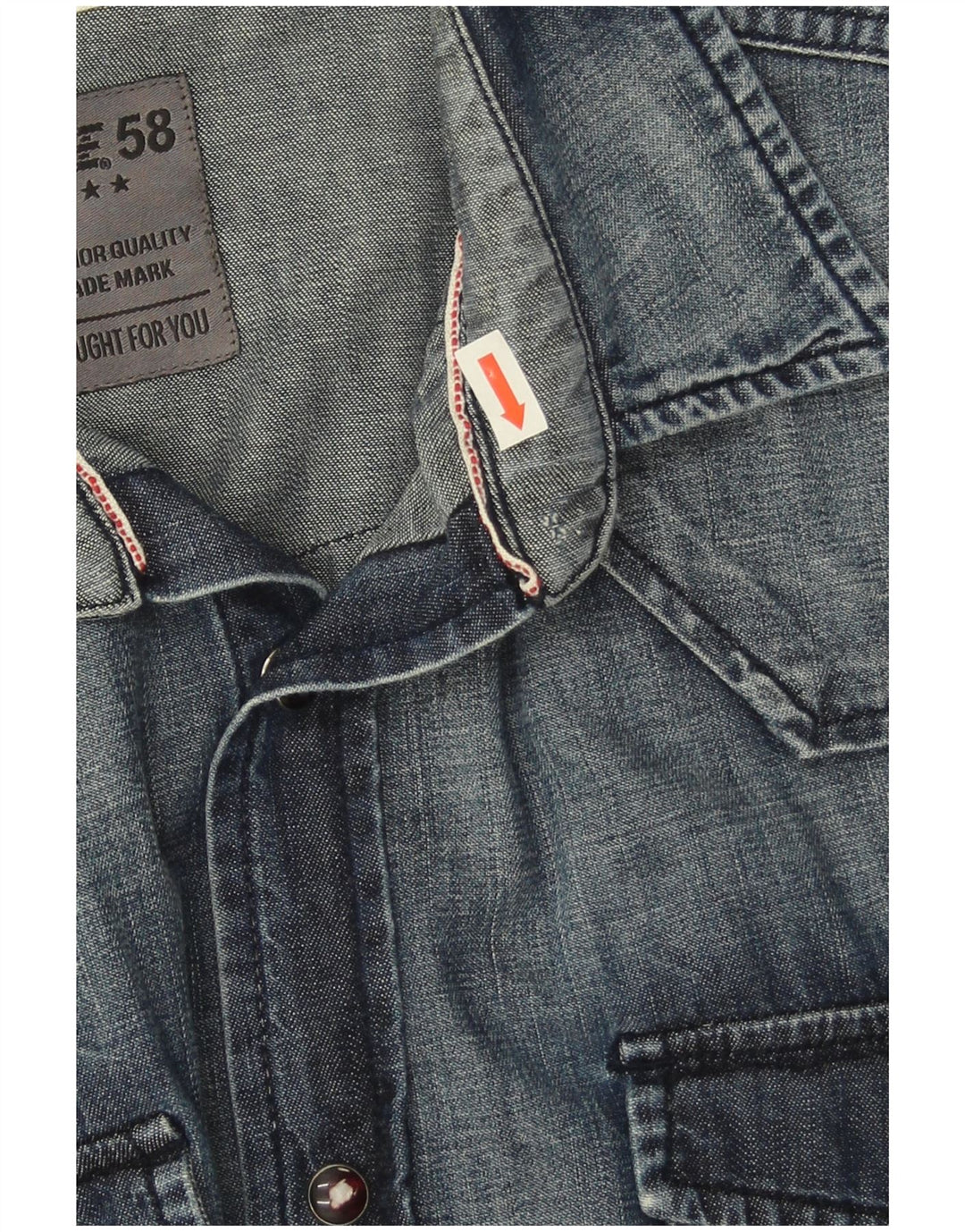 Camicia di jeans da uomo Rifle Large in cotone blu navy