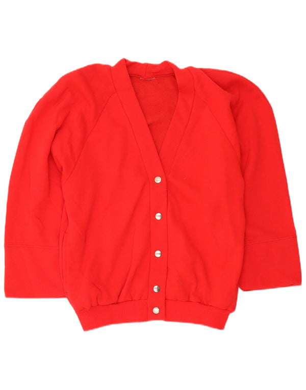 Maglione cardigan oversize da donna vintage UK 10 piccolo cotone rosso