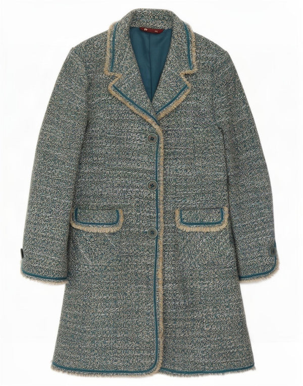 Cappotto da donna Monsoon UK 14 Acrilico screziato blu medio