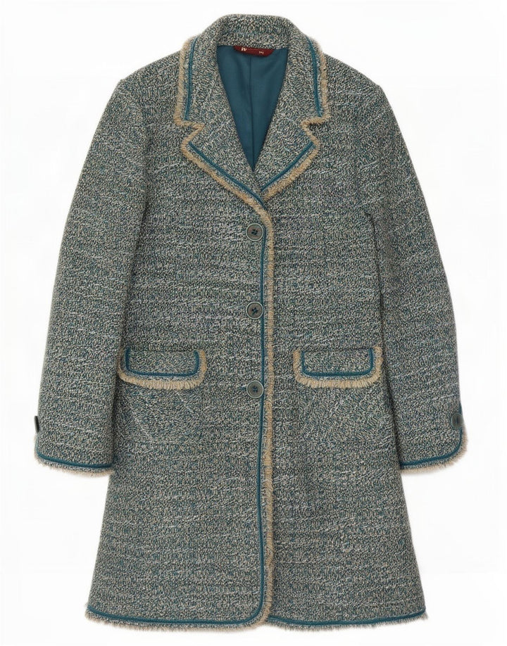Cappotto da donna Monsoon UK 14 Acrilico screziato blu medio