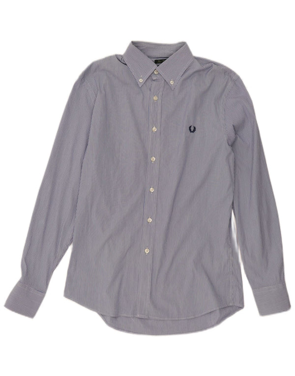 Camicia slim fit da uomo Fred Perry classica in cotone a righe blu medio