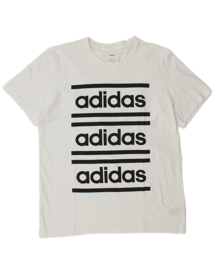 T-shirt grafica da uomo Adidas Top grande in cotone bianco