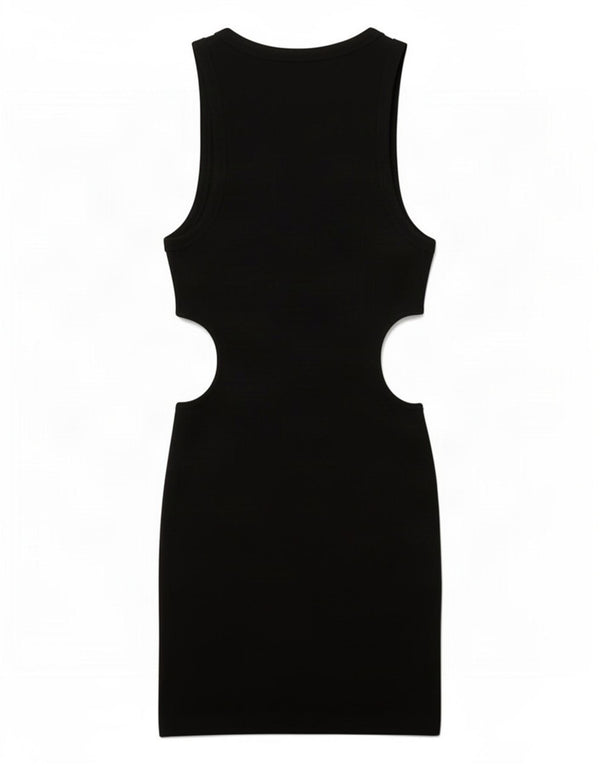 Abito aderente ritagliato senza maniche da donna Zara UK 12 cotone nero medio