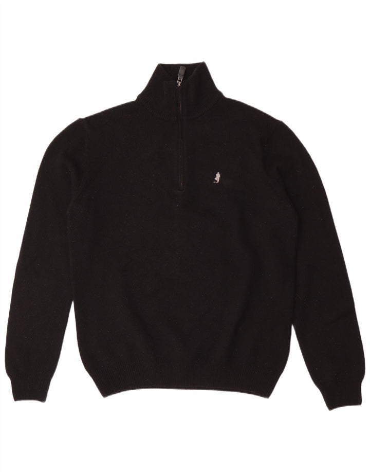 Marlboro Classics Maglione da uomo con zip e collo in lana nera media