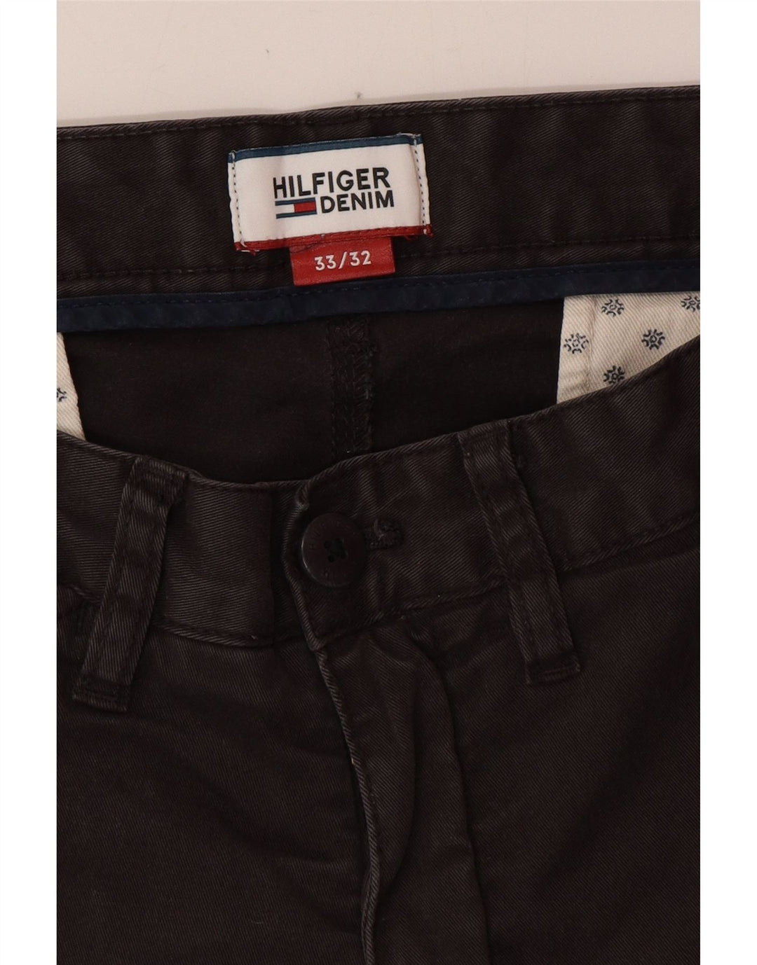 TOMMY HILFIGER Pantaloni chino dritti da uomo W33 L32 cotone grigio