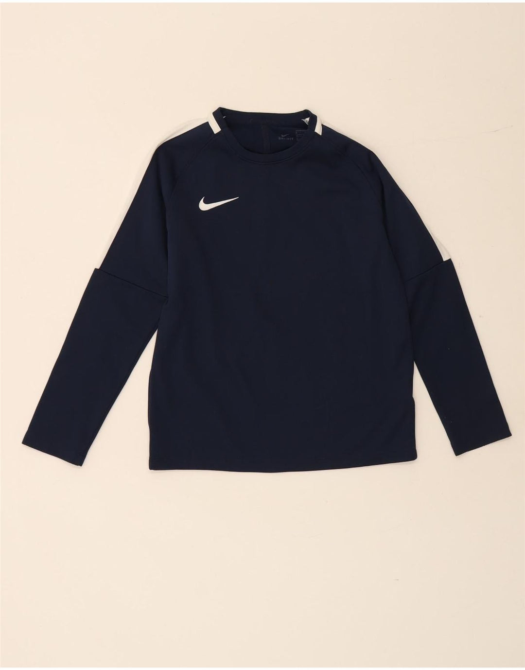 Top Nike Dri Fit da ragazzo a manica lunga 10-11 anni, poliestere blu navy medio