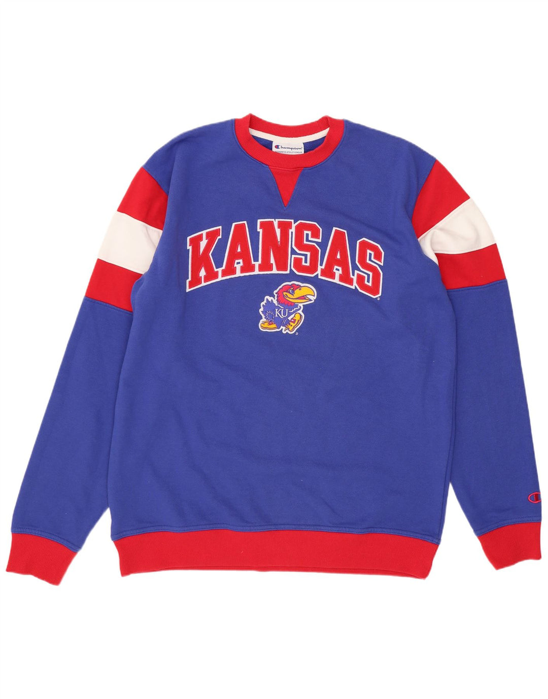 Felpa da uomo con grafica Champion Kansas, maglione grande, color block blu