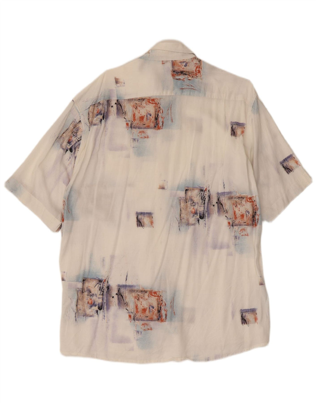 Camicia vintage da uomo a maniche corte grande patchwork bianco