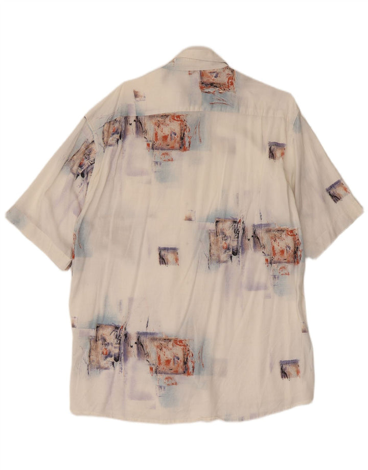 Camicia vintage da uomo a maniche corte grande patchwork bianco