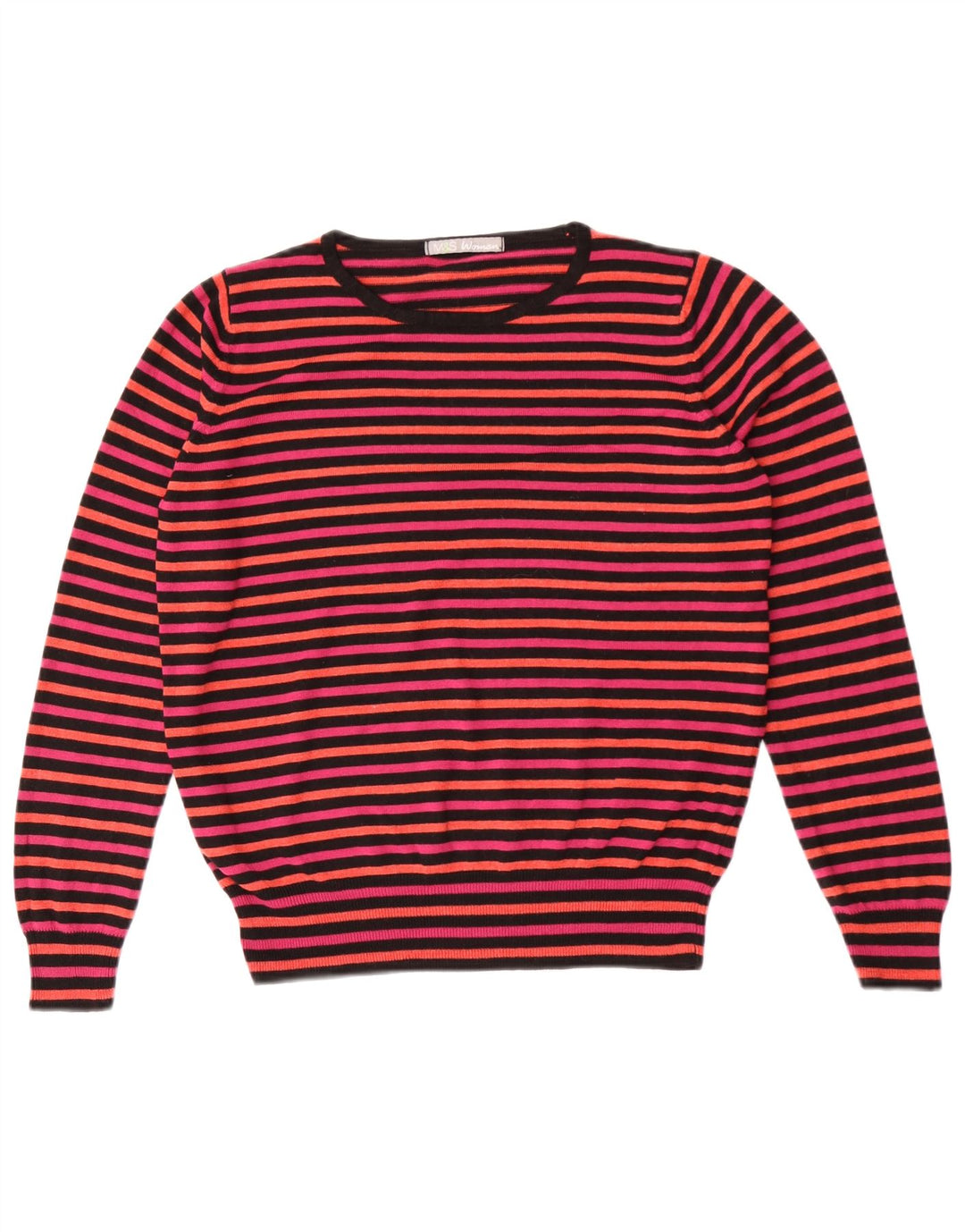 Maglione maglione con scollo a barca da donna Marks & Spencer UK 14 a righe rosa medio