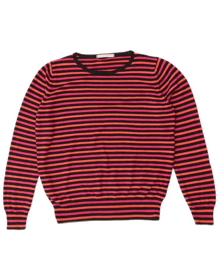 Maglione maglione con scollo a barca da donna Marks & Spencer UK 14 a righe rosa medio