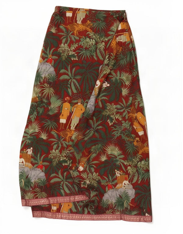 Gonna a portafoglio da donna Krizia Jungle IT 42 Media W28 Cotone floreale bordeaux