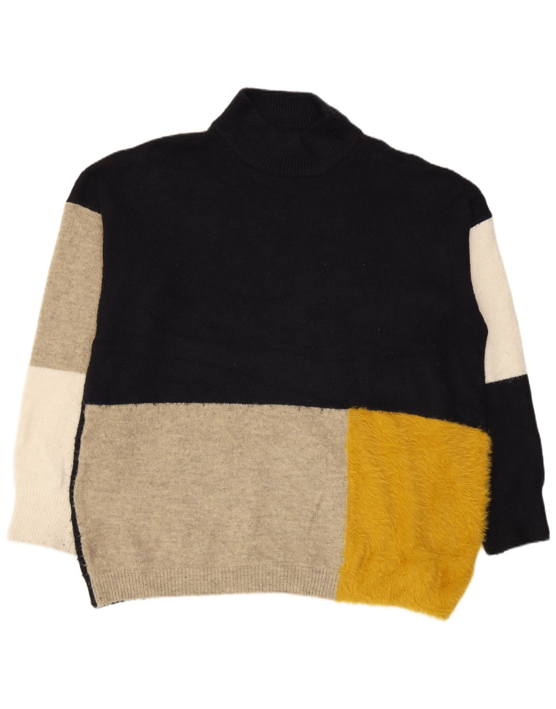 Marks & Spencer Maglione da uomo con collo alto e maglione grande blu navy a blocchi di colore