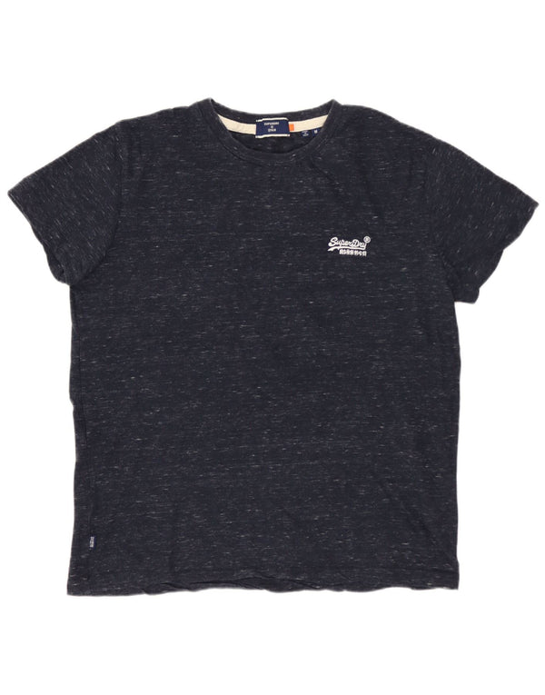 T-shirt da uomo SUPERDRY Top in cotone chiazzato blu navy medio