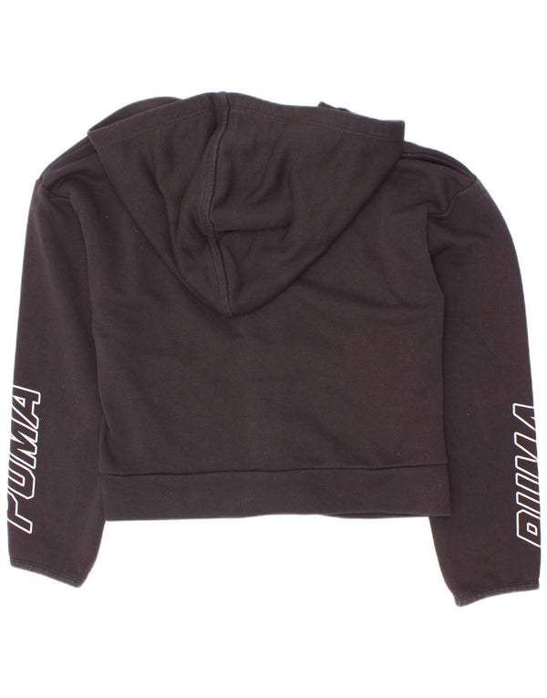 Felpa con cappuccio e zip grafica per ragazze Puma 9-10 anni in cotone nero