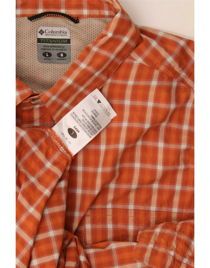 Camicia a maniche corte da uomo Columbia in nylon a quadri arancioni grandi