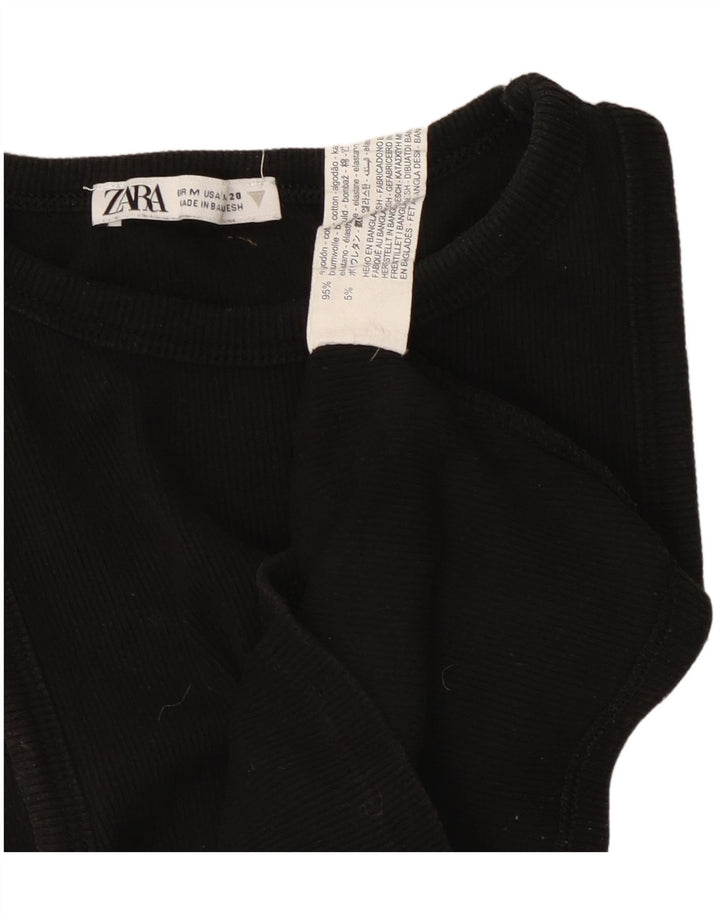 Canotta corta da donna ZARA UK 12 cotone nero medio