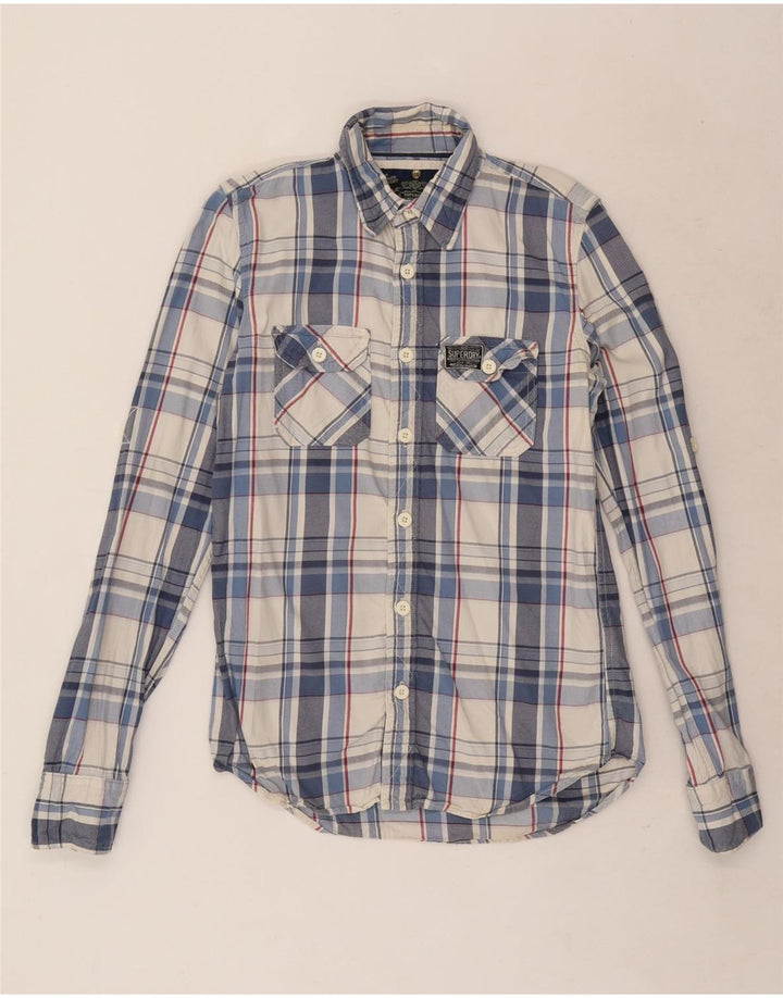 Camicia da uomo in flanella Superdry a quadri blu medio