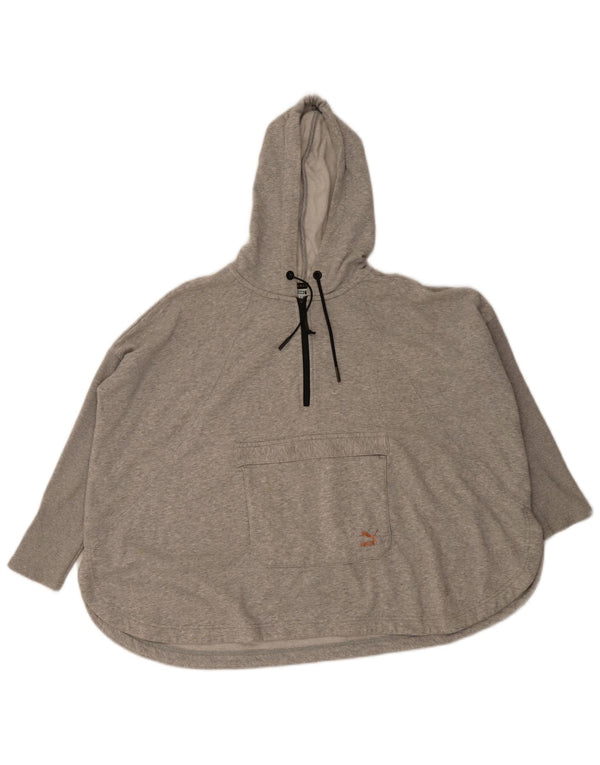 Felpa con cappuccio oversize da donna Puma con maniche a 3/4 UK 12 Cotone grigio medio