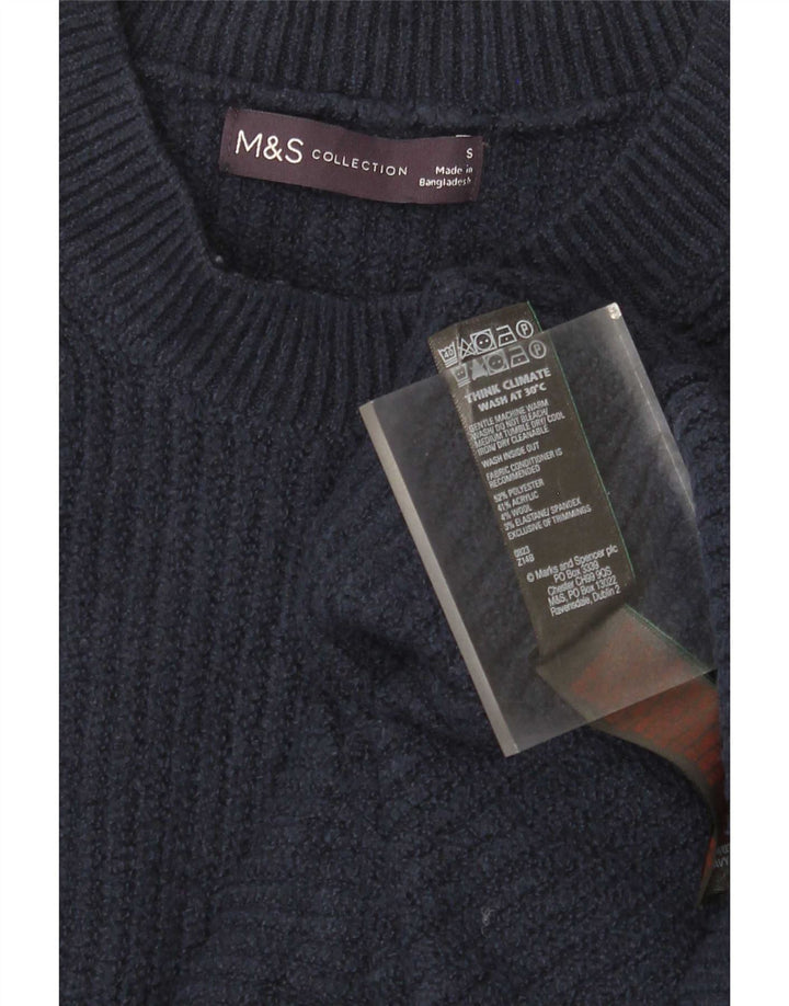 Abito maglione a maniche lunghe da donna Marks & Spencer piccolo poliestere blu navy