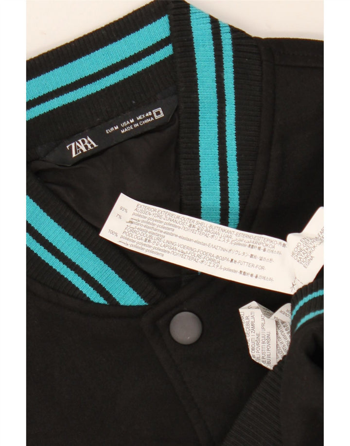 Giacca Varsity grafica da uomo Zara UK 38 poliestere nero medio