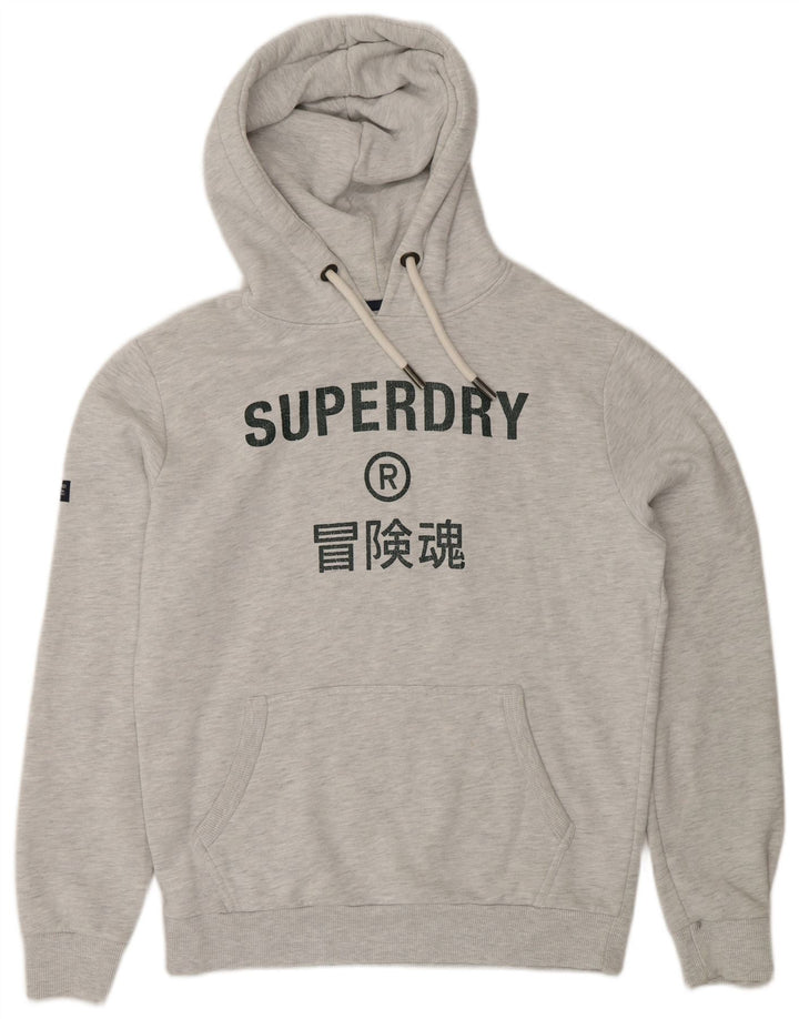 Maglione con cappuccio grafico da uomo Superdry in cotone grigio medio