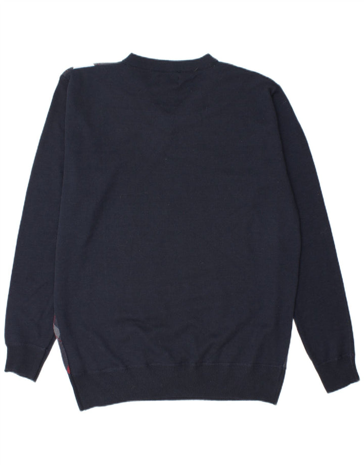 Pierre Cardin Maglione da uomo con scollo a V grande blu navy a rombi/diamante