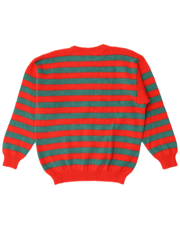 Maglione maglione girocollo da donna vintage UK 18 XL a righe rosse