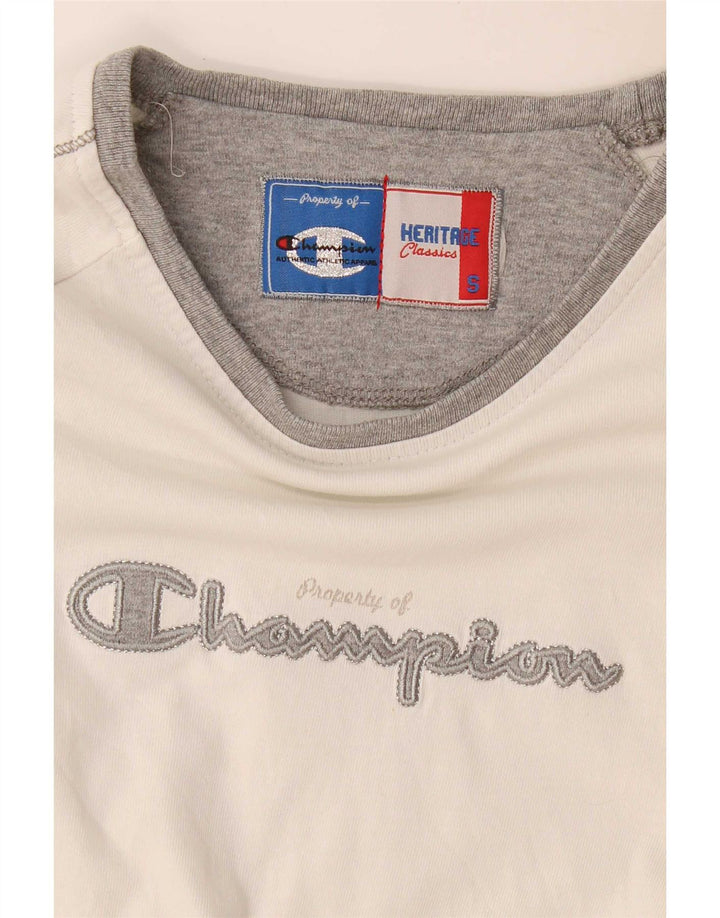 Champion Womens Heritage Classics Graphic Top manica lunga UK 8 Small Bianco