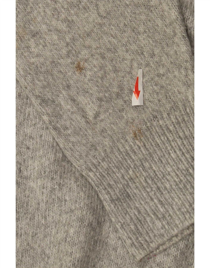 Maglione oversize con scollo a V da donna Zara UK 10 piccolo grigio screziato