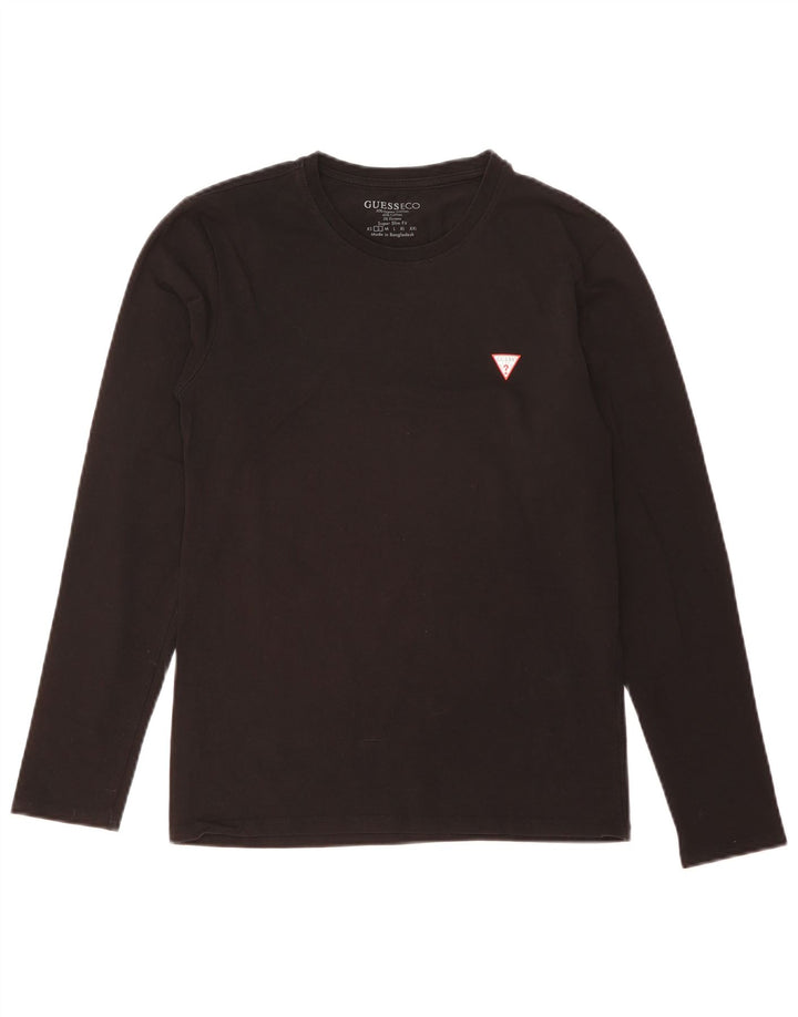 Guess Top da uomo super slim fit a maniche lunghe in cotone nero