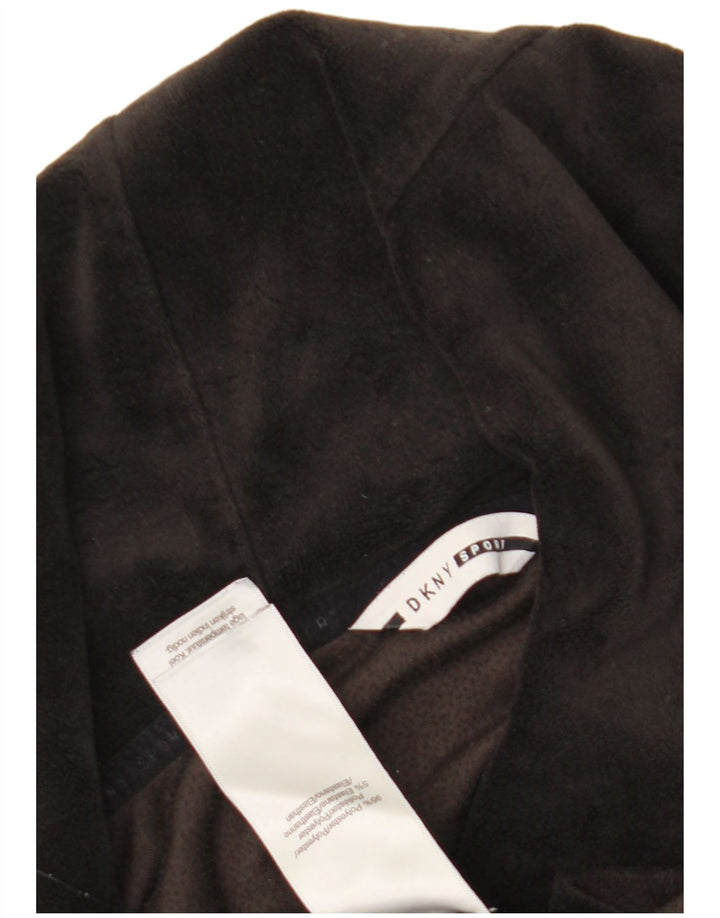 Dkny Top in velluto con cappuccio oversize da donna a maniche lunghe UK 12 Medio Nero