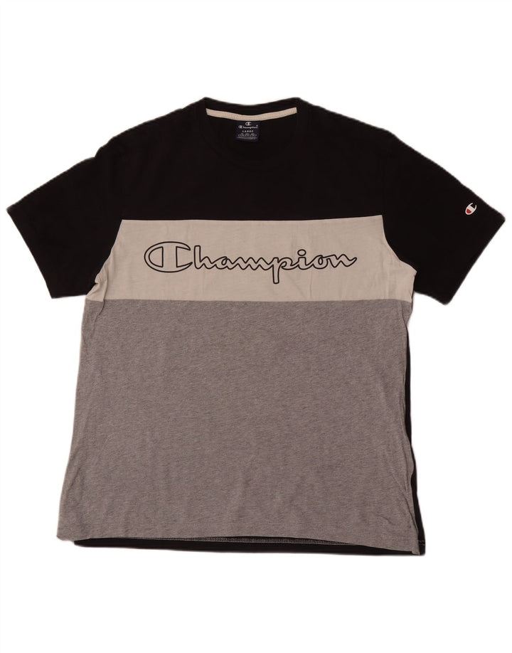 T-shirt grafica da uomo Champion Top grande in cotone color block multicolore