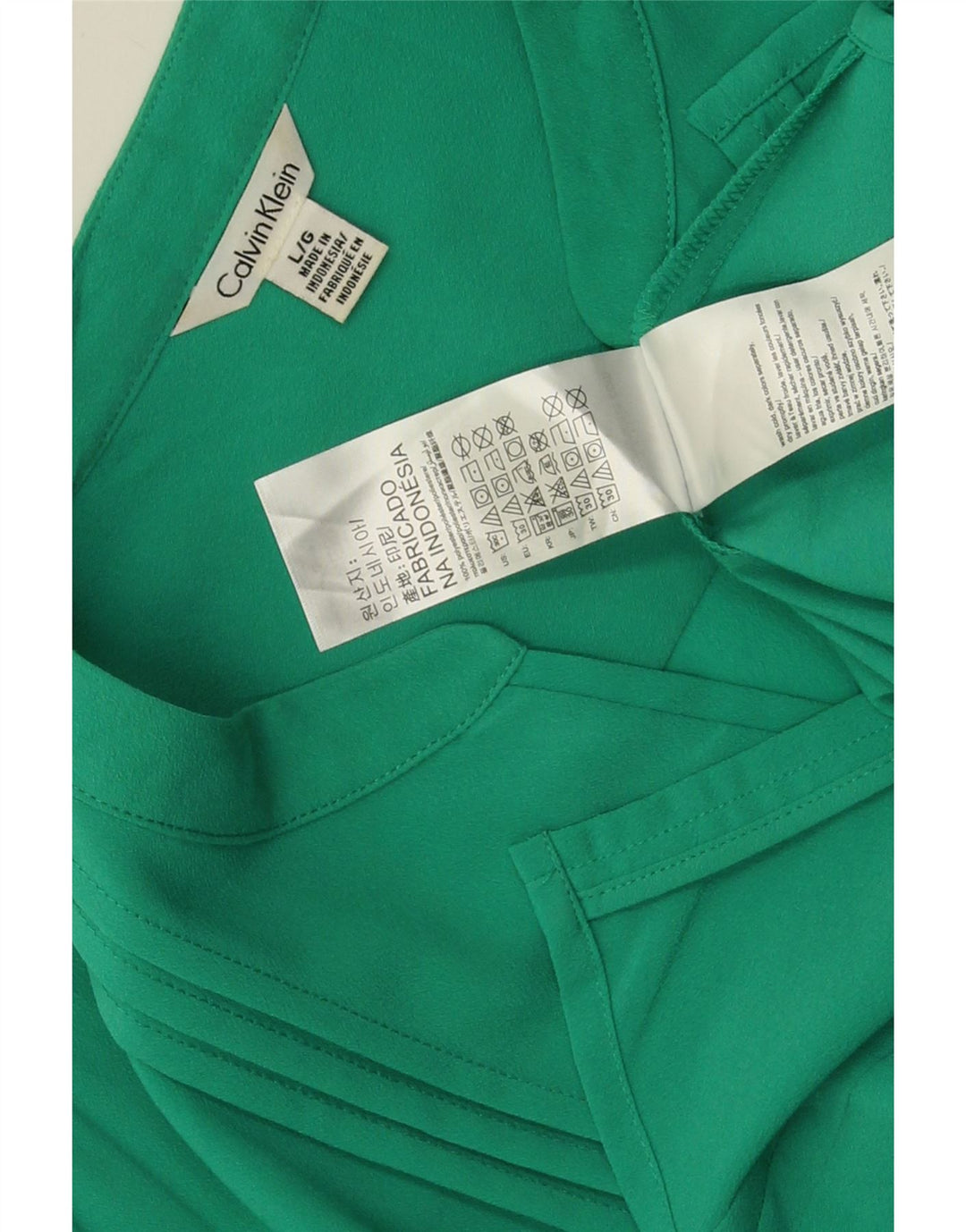 Camicetta camicia da donna Calvin Klein UK 16 Large Verde Poliestere