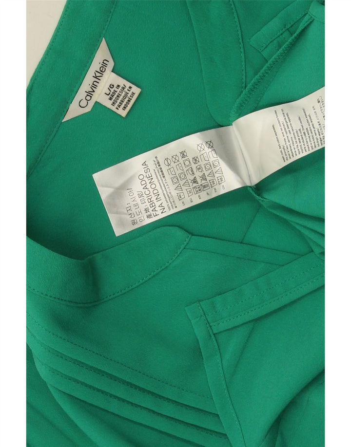 Camicetta camicia da donna Calvin Klein UK 16 Large Verde Poliestere