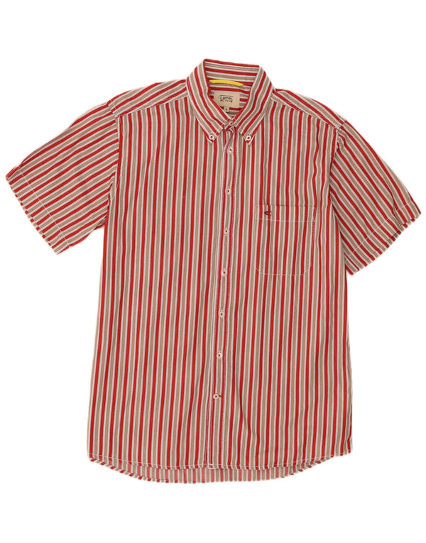 Camicia a maniche corte da uomo Camel Active in cotone a righe rosse medie