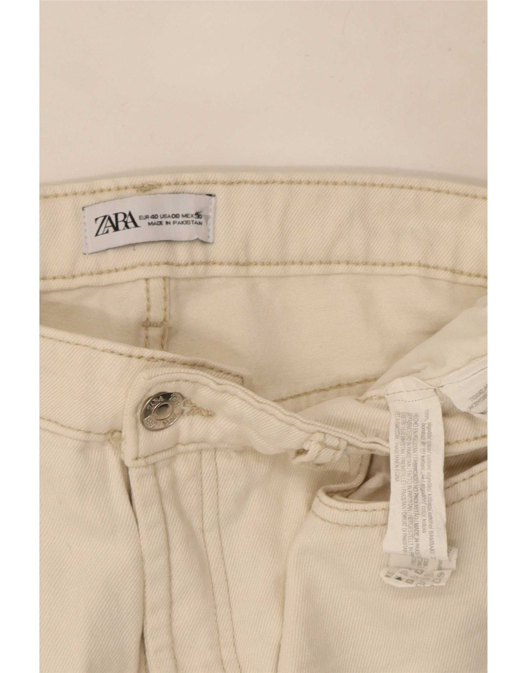 Jeans dritti da donna Zara EU 40 medio W30 L27 cotone bianco