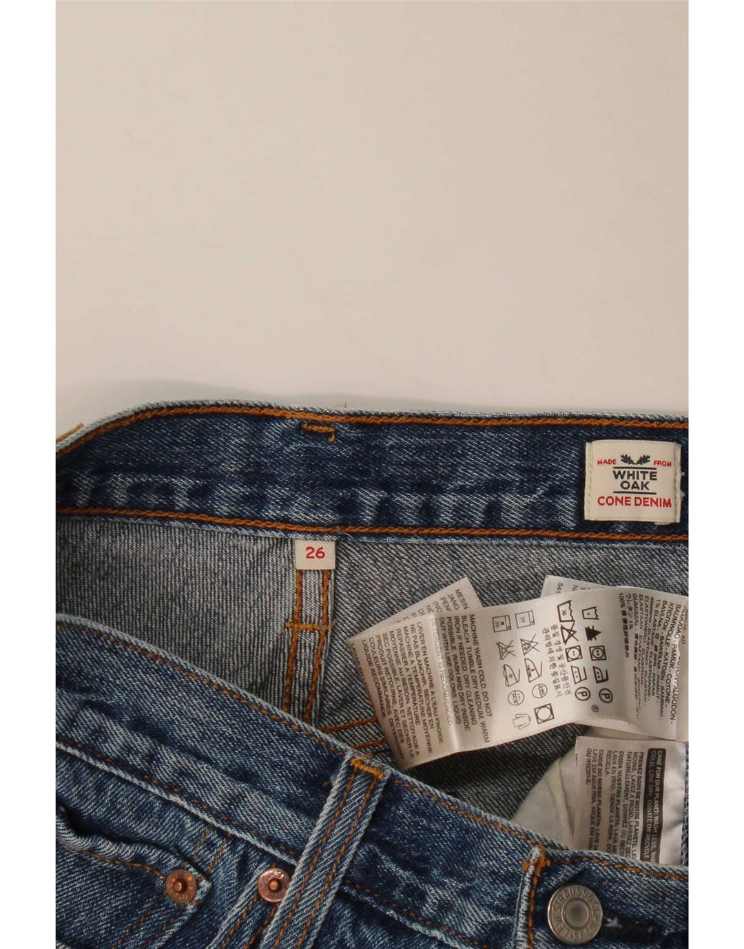 Pantaloncini di jeans da donna Levi's W26 piccoli in cotone blu