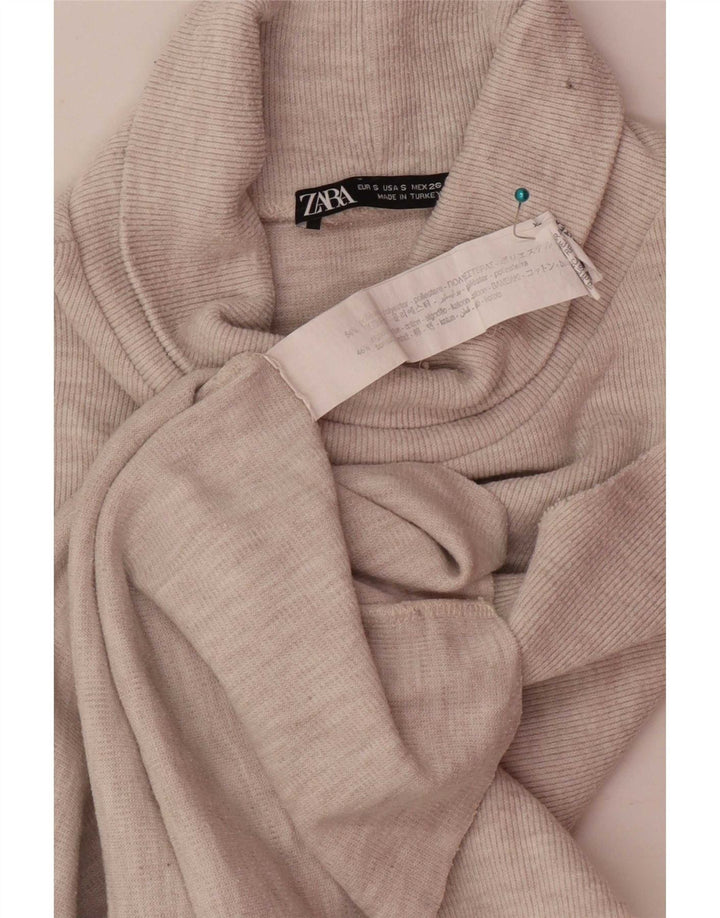 Canotta corta da donna Zara UK 10 piccola in poliestere beige