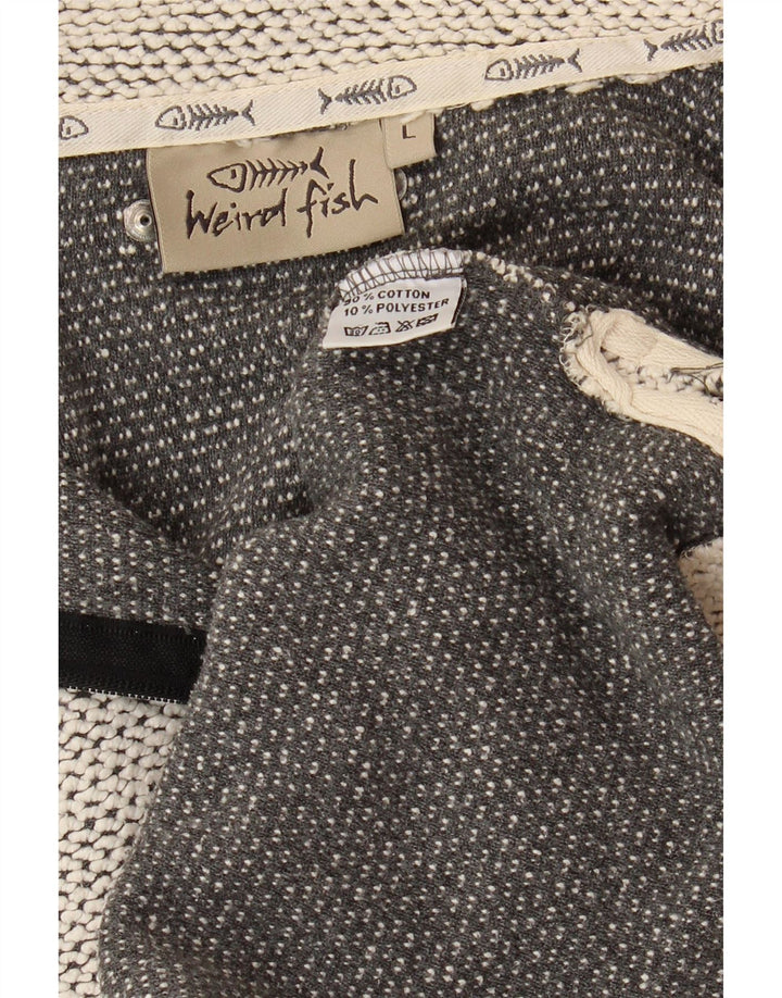 WEIRD FISH Felpa da uomo con collo con zip, maglione grande, cotone grigio