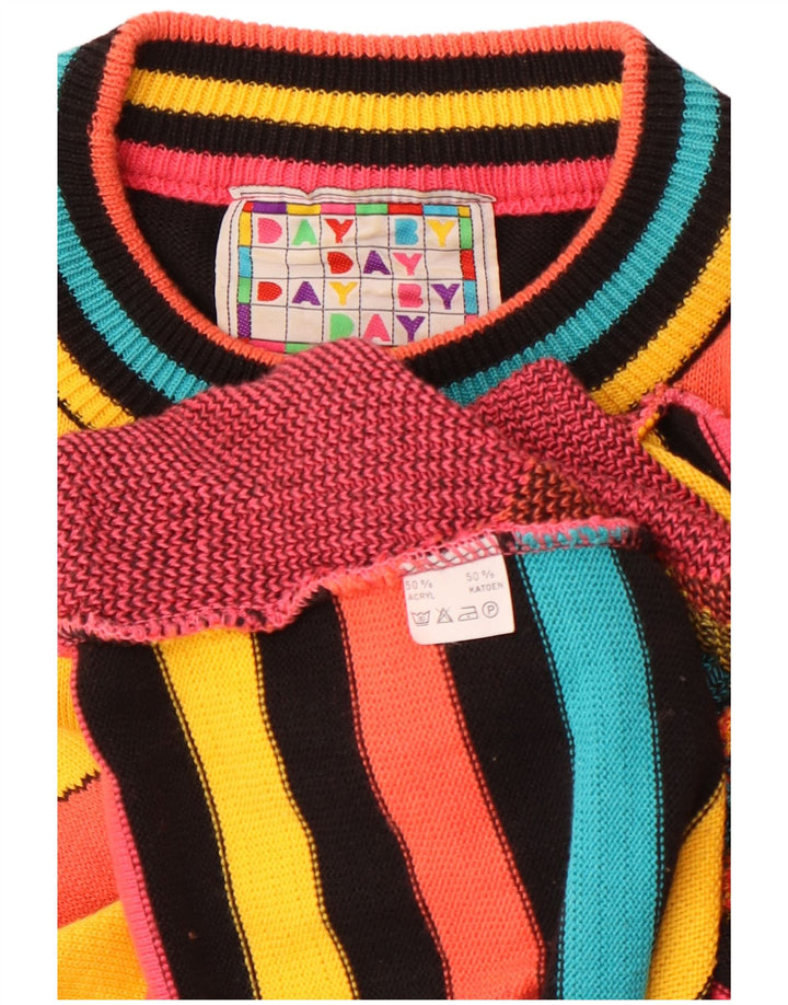 Maglione maglione girocollo da donna VINTAGE UK 16 grande multicolore